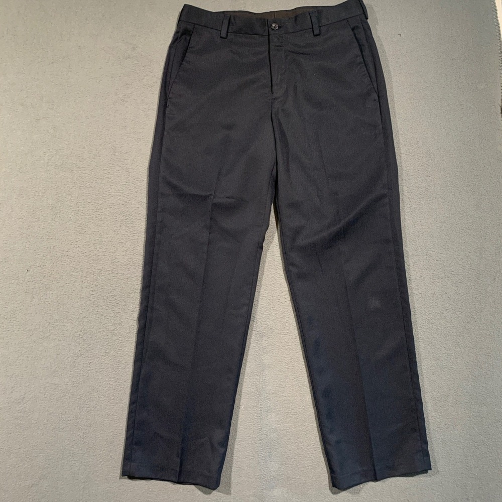 Kenneth Cole Reaction Dress Pants Mens 32x30 Navy Blue Flat Front Trousers Work
